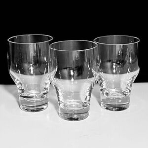 3 ROSENTHAL Lotus Plain SHOT GLASSES / Fine German Crystal / RETIRED / Signed